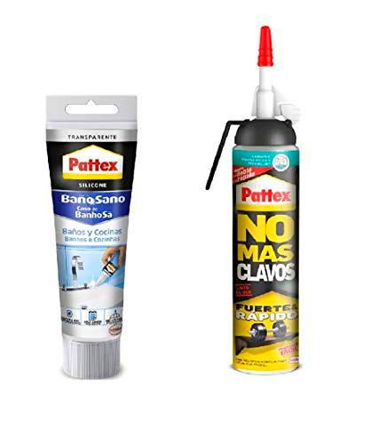 Pattex Silicona Transparente Baños y Cocinas, 50 ml + Nural No Mas Clavos