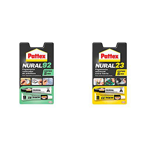 Pattex Nural 92 Pegamento reparador de plásticos, cola transparente para reparar y pegar plástico + Nural 23 Pegamento universal extra fuerte